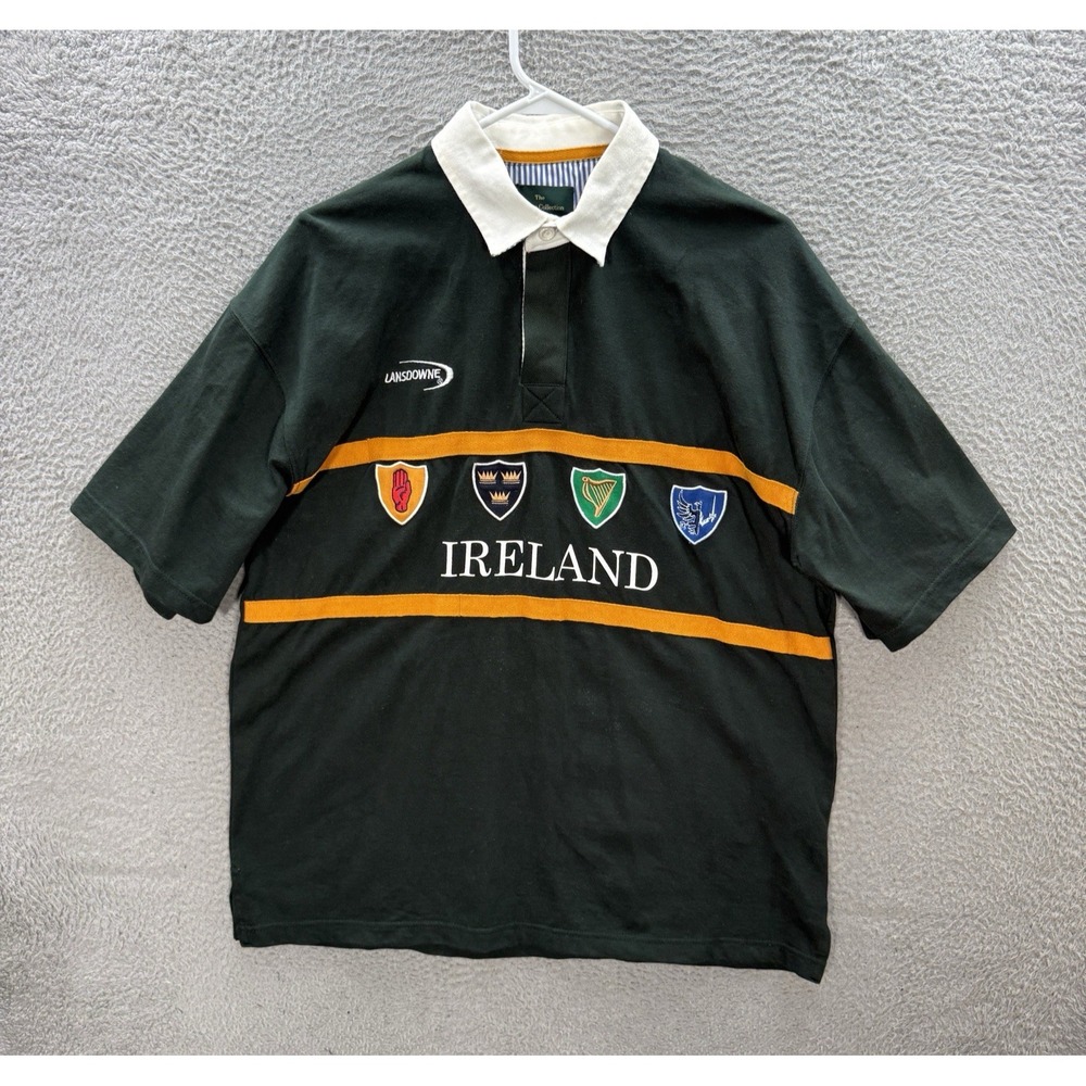 Vintage Lansdowne Heritage Shirt Adult XL Green Rugby Polo Ireland Irish Y2K